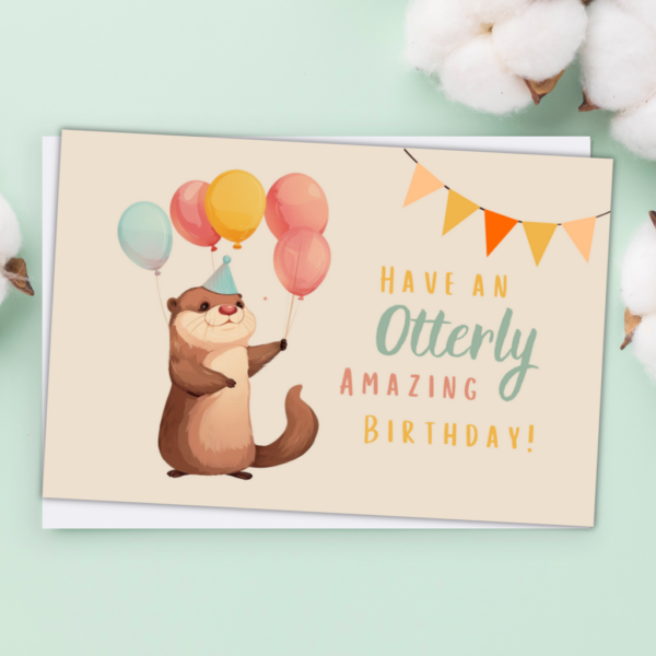 Feestelijke Verjaardagskaart met Otter Illustratie Feestelijke Verjaardagskaart met Otter Illustratie