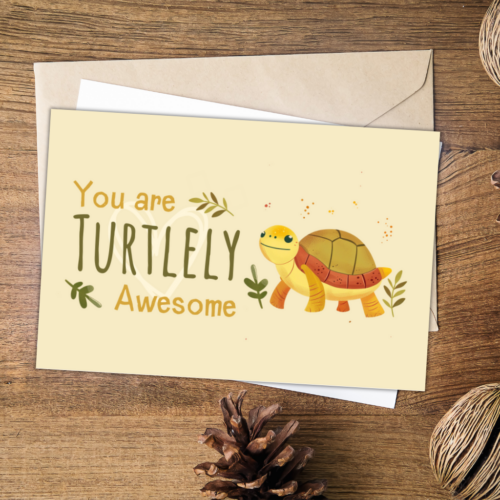 Wenskaart met Blije Schildpad Illustratie