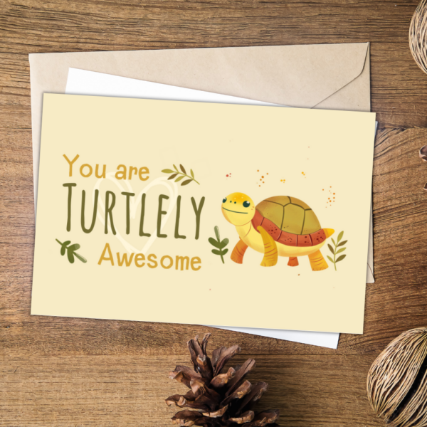 Wenskaart met Blije Schildpad Illustratie Wenskaart met Blije Schildpad Illustratie