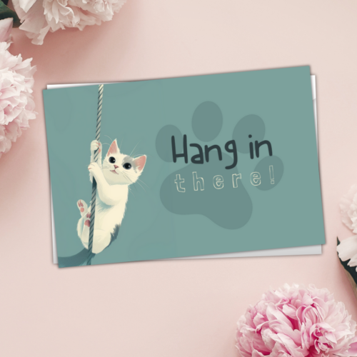 Opbeurende Wenskaart met Kat Illustratie