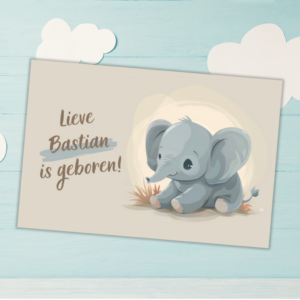 Baby Felicitatie kaart met Olifant illustratie