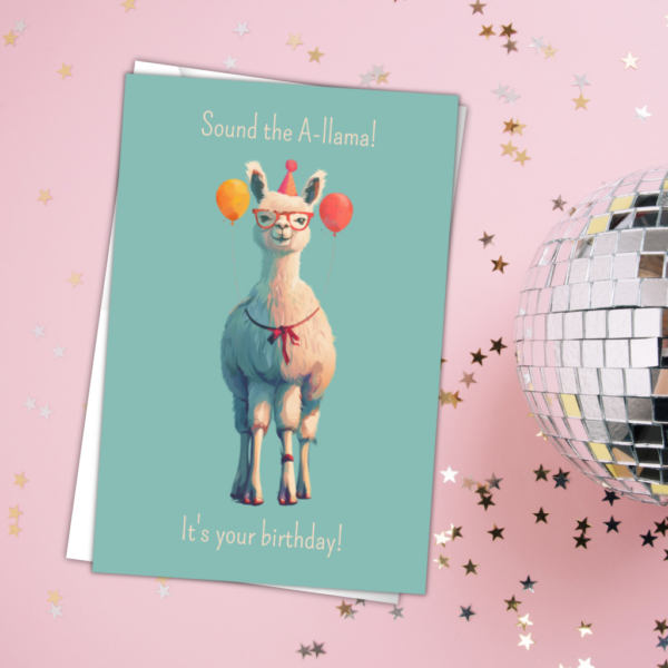 Feestelijke Verjaardagskaart met Lama Illustratie Feestelijke Verjaardagskaart met Lama Illustratie