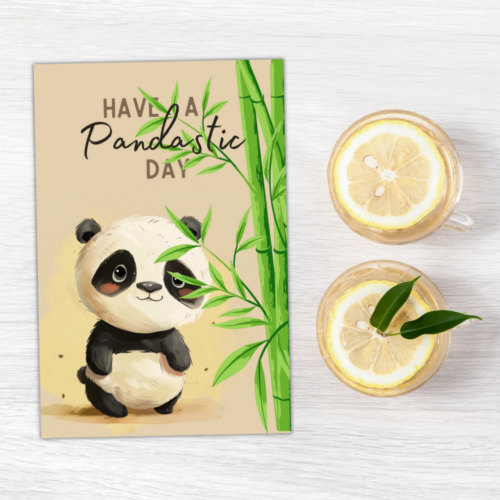 Vrolijke Wenskaart met Panda Illustratie