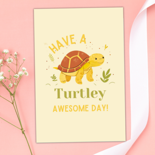 Vrolijke Wenskaart met Schildpad Illustratie