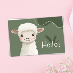 Schattige Wenskaart met Lammetje Illustratie