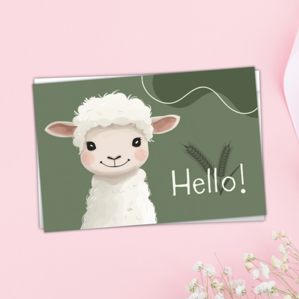 Schattige Wenskaart met Lammetje Illustratie